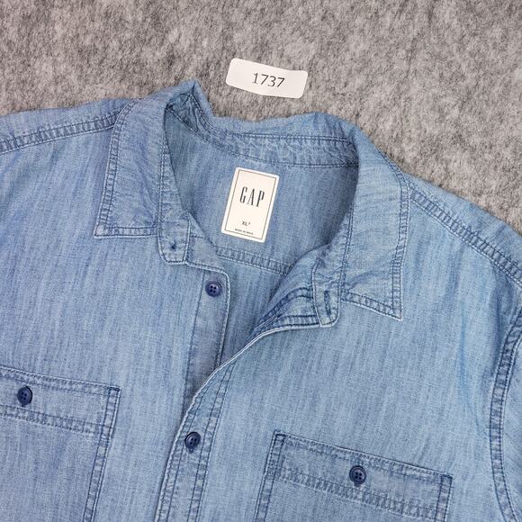 Gap Chambray Shirt Men Size XL Tall Long Sleeve Button Up Classic Cowboy Western - Picture 1 of 9